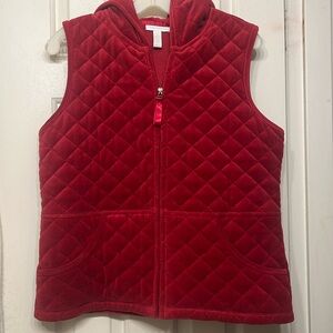 Charter Club Red Velvety Quilted Vest – Cozy Luxe in a Pop of Red